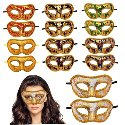 Hbbgdiy Masquerade -Masken Männer, 14pcs 7x3, 5 Zoll 7 Farben weich bequeme halbe Gesichtsmasquerade -Ballmasken für Partyvorräte von Hbbgdiy