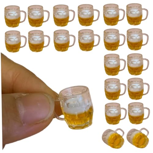 Hbbgdiy Mini-Bierfuß-Schneidergläser, 20pcs realistische niedliche Harzpuppenhaus Mini-Bierbecher, breakresistente dekorative gefälschte Alkoholbecher für DIY-Kunsthandwerkszubehör von Hbbgdiy
