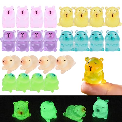 Hbbgdiy Mini Capybara -Figuren, 24PCs leuchten im dunklen Mini -Capybara 6 Farb- und Stil DIY -freundliche dekorative Harztiere für Mikrolandschaft, Dollhouse, Bonsai. von Hbbgdiy