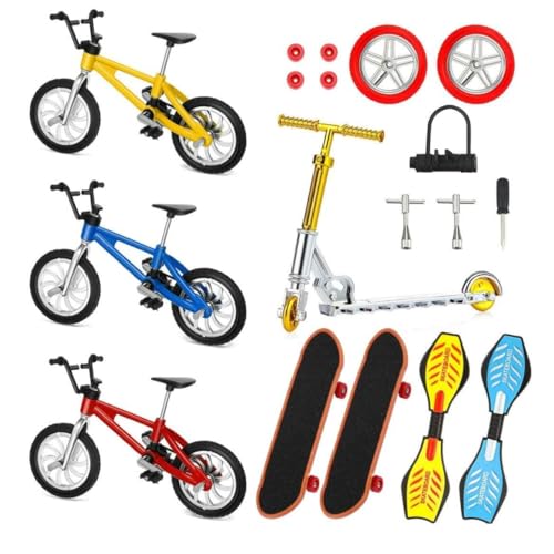 Hbbgdiy Mini -Fingerspielzeuge Set 18 Pcs Finger Skateboards Fingerräder Tiny Swing Board Fingertip Spielzeug Finger -Skateboard -Set, Mini -Fingerspielzeug, Fingerbikes Roller, Fingerbikes von Hbbgdiy