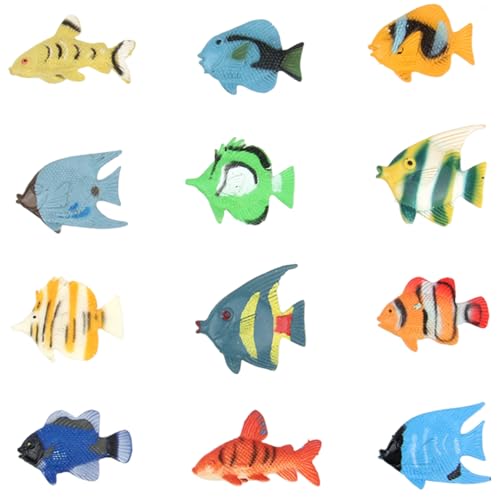 Hbbgdiy Mini -Fischfiguren 12PCs lebensechtiger Verschiedene Tropische Fischspielzeug pädagogische PVC -Meerestier -Figuren für Zuhause, Vorschule, Vorschule von Hbbgdiy