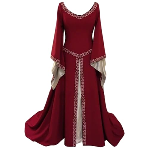 Hbbgdiy Mittelalterliche Kostüme Frauen, lange Stickerei Renaissance -Kleid, Halloween -Kostüme für Rollenspiele mit Kostüm -Geburtstagsfeier, Hbbgdiy Mittelalterliche Kostüme Frauen, lange Stickerei Renaissance -Kleid, Halloween -Kostüme für Rollenspiele mit Kostüm -Geburtstagsfeier, von Hbbgdiy