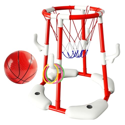 Hbbgdiy Pool-Basketball-Hoop, 2-in-1-schwimmende Basketball-Hoop & Ring-Toss-Spielzeug, Pool Float Games mit 1 Bällen und 12 Ringe für Kinder Erwachsene, rot Hbbgdiy Pool-Basketball-Hoop, 2-in-1-schwimmende Basketball-Hoop & Ring-Toss-Spielzeug, Pool Float Games mit 1 Bällen und 12 Ringe für Kinder Erwachsene, rot von Hbbgdiy