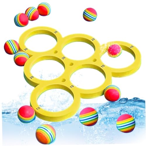Hbbgdiy Poolspiele mit Punktzahl für Erwachsene, Eva -schwimmendes Poolspielzeug mit 12 farbenfrohen Wurfkugeln für das Schwimmen von Hbbgdiy