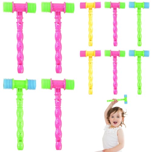 Hbbgdiy Quietschendes Hammerspielzeug, 10pcs 4x9 -Zoll -Cartoon Interaktiver Plastikspielzeughammer mit Geräusch für Partybevorzugungen Spiele Bestrafung von Hbbgdiy