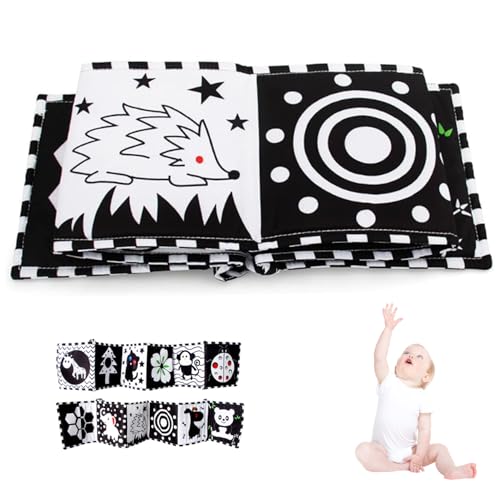 Hbbgdiy Schwarz -Weiß -Hochkontrast -Stoffbuch Baby Sensory Toys Ladybug Style Baby Sensory Karten Buch Cot Liner für Neugeborene Duschgeschenke. von Hbbgdiy