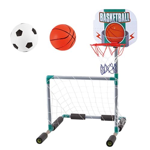 Hbbgdiy Schwimmender Basketball-Hoop für Pool, 2-in-1-schwimmendes Fußballtor ＆ Pool Basketball-Reifen mit 2 aufblasbaren Bällen, Plastik-Tor für Kinder Sommer. von Hbbgdiy