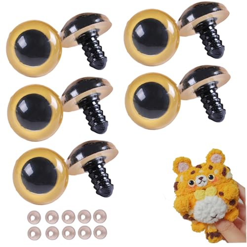 Hbbgdiy Sicherheitsaugen mit 10 Waschmaschinen gefüllten tierischen Augen für DIY -Häkeln, 10 Prozent 30 -mm -Puppenzuhäbensicherheit für DIY DUPP MAUFEN Plush -Tiere (Gold). von Hbbgdiy
