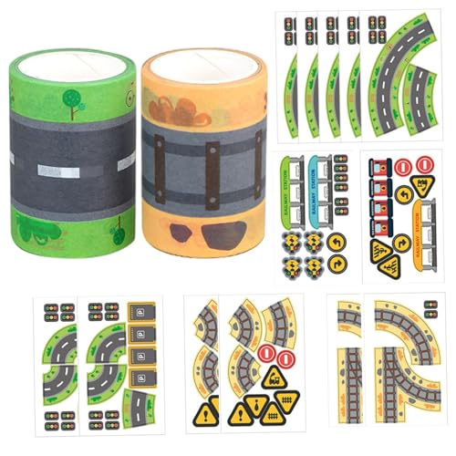 Hbbgdiy Straßenband für Kinder, selbstklebendes Straßenbandset mit Verkehrsschildern, Kinder-Wandaufkleber für Kinderzimmer im Klassenzimmer Schlafzimmer Wohnzimmer Wohnzimmerdekoration von Hbbgdiy