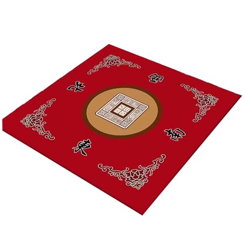 Hbbgdiy Mahjong-Matte für Tabelle 32x32 '' Anti Slip Mahjong Tischmatte Rauschreduktion Matte Soft ? Wear-resistente -Spielmatte für Poker, Karte, Board und Fliesen Game Set rot von Hbbgdiy