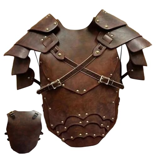 Mittelalterliche Ritterrüstung, Brustpanzer aus PU-Leder für Herren, verstellbares Wikinger-Brustpanzer-Kostüm für Halloween, Cosplay-Party von Hbbgdiy