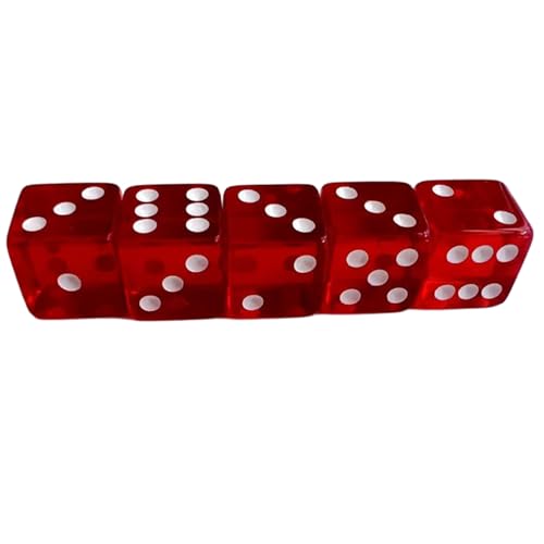 Red Dice 5pcs 19mm 6-seitig Square Acrylwürfel tragbarer Ersatzprop für Brettspiel, Glücksspiel, Bar, Nachtclub von Hbbgdiy