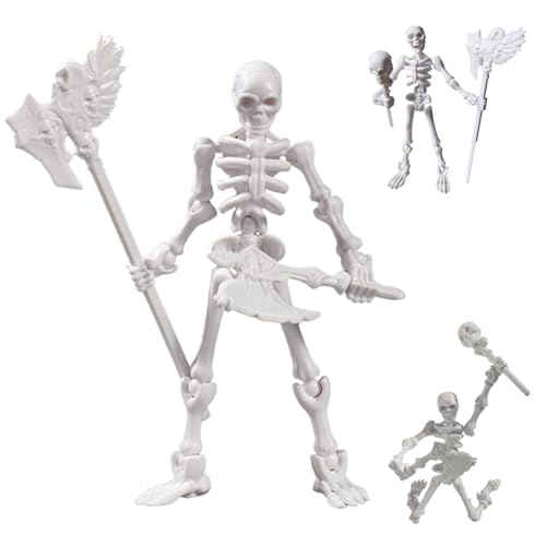 Skelett -Action -Figur, 3PCS Hangable & Movable Skeleton Key mit Mehreren Waffen, DIY -Desktop -Dekor für Zuhause, Schule, Schule von Hbbgdiy
