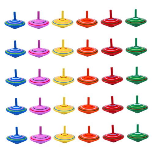 Hbbgdiy Spinning Top, 30pcs 1, 57x1, 77 Zoll Spaß und sichere farbenfrohe natroale Holzspinnhäupter für Kinder Jungen Mädchen Geschenke von Hbbgdiy
