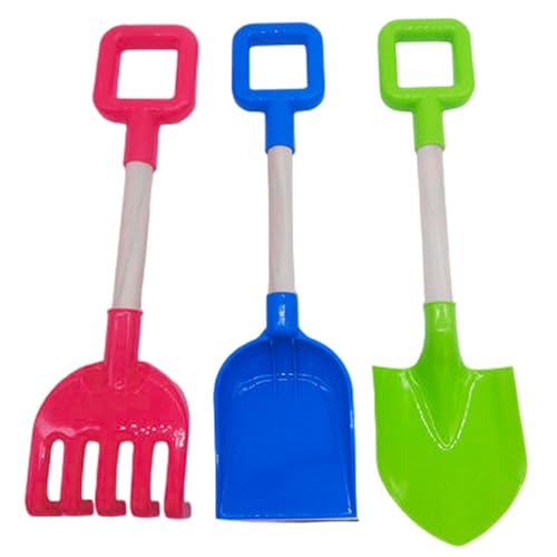 Strandschaufel, 3PCS ABS Plastik Kinderschaufel Schaufel Rake mit Holzgriff, Multifunktions-Sandbox-Werkzeuge zum Bauen, Skulpturen oder Graben von Hbbgdiy