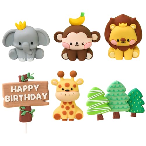 Tierkuchen -Topper 1 Set Sortierte Cartoon -Geburtstagstorte -Topper mit Affen, Elefant und mehr für Geburtstagsfeier Tierkuchen -Topper 1 Set Sortierte Cartoon -Geburtstagstorte -Topper mit Affen, Elefant und mehr für Geburtstagsfeier von Hbbgdiy
