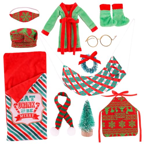 Weihnachts -Elf -Kit mit Schlafsack Bademantel Hutgläser Eyepatch Schal Hängematte Süßes Mini -Elf -Accessoires für Puppen, Kleidung und Weihnachtspuppendekorationen. Weihnachts -Elf -Kit mit Schlafsack Bademantel Hutgläser Eyepatch Schal Hängematte Süßes Mini -Elf -Accessoires für Puppen, Kleidung und Weihnachtspuppendekorationen. von Hbbgdiy