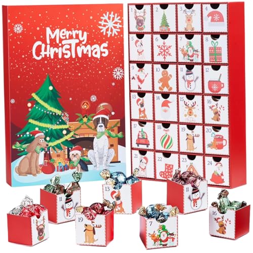 Weihnachtsab Adventskalender 2024 24 Schublade wiederverwendbares Hundemuster Countdown -Kalender Vorbereitete Schubladen für Kinder anpassbare Leckereien und Geschenke Hundeliebhaber Familienur von Hbbgdiy
