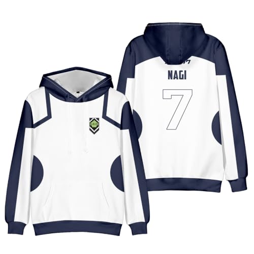 Hcenxan Isagi Yoichi Langarm Sweatshirt Ball Uniform Modell Anime Charakter Periphere Kleidung 3d Digitale Farbdruck Mit Kapuze von Hcenxan