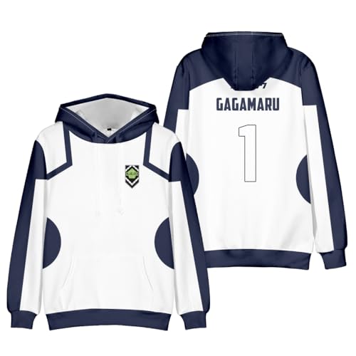 Hcenxan Isagi Yoichi Langarm Sweatshirt Ball Uniform Modell Anime Charakter Periphere Kleidung 3d Digitale Farbdruck Mit Kapuze von Hcenxan