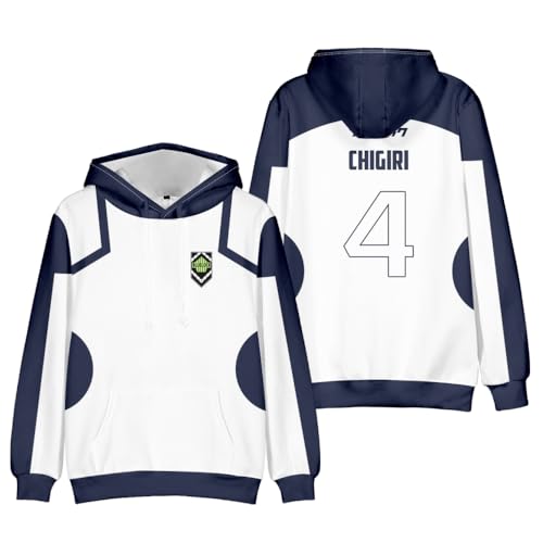 Hcenxan Isagi Yoichi Langarm Sweatshirt Ball Uniform Modell Anime Charakter Periphere Kleidung 3d Digitale Farbdruck Mit Kapuze von Hcenxan