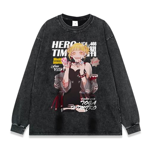 Hcenxan MHA Toga Himiko Anime Sweatshirt Anime Style Washed Distressed Style Pullover Unisex Pullover, Ein Geburtstagsgeschenk FüR Einen Freund von Hcenxan
