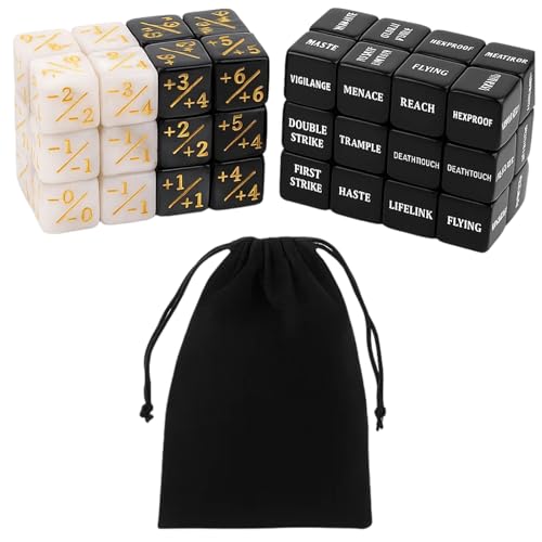 48 Stück MTG Würfel, Zählerwürfel mit Aufbewahrungsbeutel, Magic The Gathering Zubehör für TCG-Kartenspiele, Magic Würfel Set für MTG, Tabletop Spiele und Partys von HcvGcm