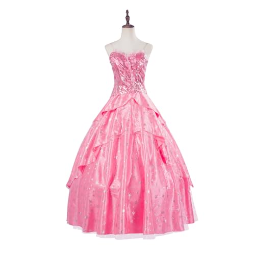 Damen Glinda Gute Hexe Rosa Kostüm Cosplay Kleid Erwachsene Schwarze Hexe Cosplay Kleid mit Hut (Pink, M) von Hczetsac