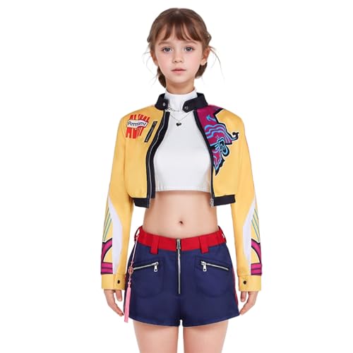 Hczetsac Anime Demon Hunters Kostüm Womens Rumi Cosplay Outfit Mira Rollenspiel Uniform Komplettes Set für Halloween (Rum Kid, S) von Hczetsac