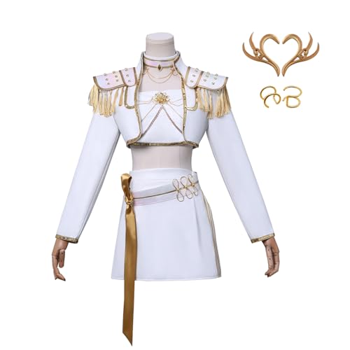 Hczetsac Demon Hunter Kostüm Damen Mira Cosplay Mira Bühne Performance Uniform Deluxe Halloween Outfits für Frauen (White, XS) von Hczetsac