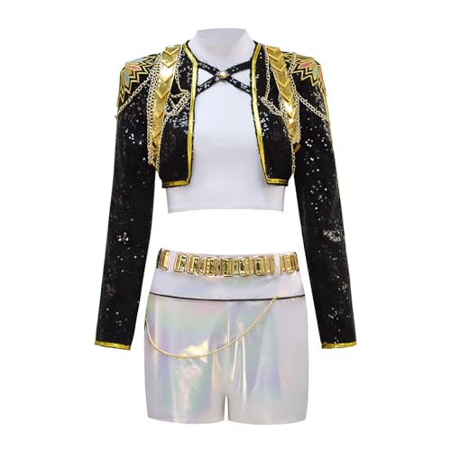 Hczetsac Demon Hunter Kostüm Damen Rumi Cosplay Rumi Bühne Performance Uniform Deluxe Halloween Outfits für Frauen (Black-1, XXXL) von Hczetsac
