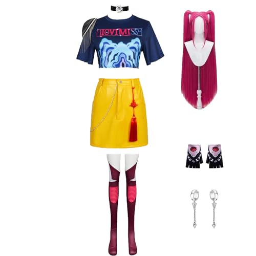 Hczetsac Erwachsene Demon Hunters Rumi/Mira/Zoey Cosplay Kostüm Set für Damen (Mira+Wig, 2XL) von Hczetsac