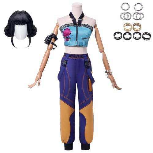 Hczetsac Erwachsene Demon Hunters Rumi/Mira/Zoey Cosplay Kostüm Set für Damen (Zoey+Wig, M) von Hczetsac
