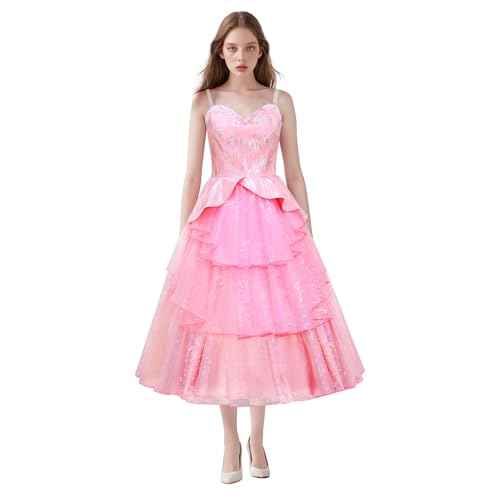 Hczetsac Glinda Kleid für Erwachsene, Rosa Glinda Cosplay Kostüm Kleid Halloween Tanzparty Show für Frauen (Pink-1, Medium) von Hczetsac