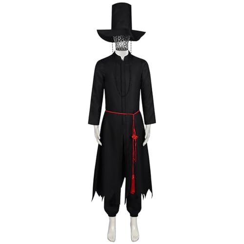 Hczetsac Saja Boys Jinu Cosplay Kostüm Set Anime K-Pop Demon Hunters Verkleidung Sajaboys Jinu Uniform Weihnachten Halloween Karneval Party Bühnenauftritt Kostüm für Erwachsene (Black-2, XL) von Hczetsac