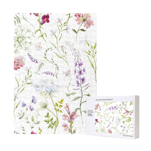 300 Teile Puzzle Holzpuzzle Spielzeug Familienspiel für Erwachsene Jugendliche,Aquarell Blumen Wildblumen 300 Teile Puzzle Holzpuzzle Spielzeug Familienspiel für Erwachsene Jugendliche,Aquarell Blumen Wildblumen von Hdhfjks