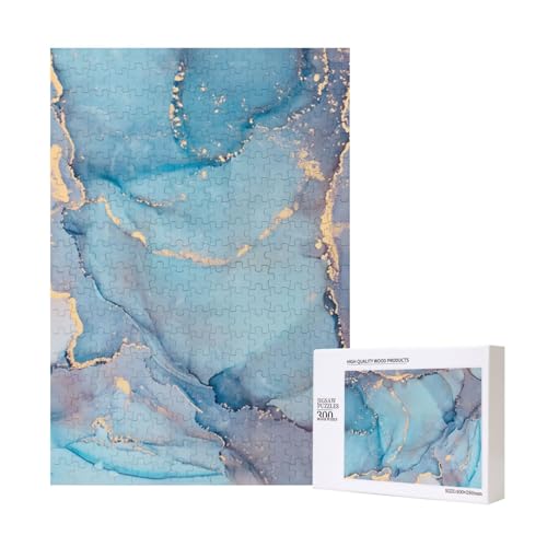 300 Teile Puzzle Holzpuzzle Spielzeug Familienspiel für Erwachsene Jugendliche,Blaugold Marmor Textur Ozean Kunst 300 Teile Puzzle Holzpuzzle Spielzeug Familienspiel für Erwachsene Jugendliche,Blaugold Marmor Textur Ozean Kunst von Hdhfjks