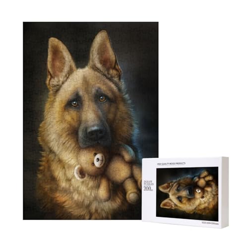 300 Teile Puzzle Holzpuzzle Spielzeug Familienspiel für Erwachsene Jugendliche,Deutscher Schäferhund mit süßem Spielzeug 300 Teile Puzzle Holzpuzzle Spielzeug Familienspiel für Erwachsene Jugendliche,Deutscher Schäferhund mit süßem Spielzeug von Hdhfjks