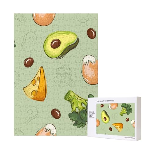 300 Teile Puzzle Holzpuzzle Spielzeug Familienspiel für Erwachsene Jugendliche,Gekritzel, Brokkoli, Käse, Avocado 300 Teile Puzzle Holzpuzzle Spielzeug Familienspiel für Erwachsene Jugendliche,Gekritzel, Brokkoli, Käse, Avocado von Hdhfjks