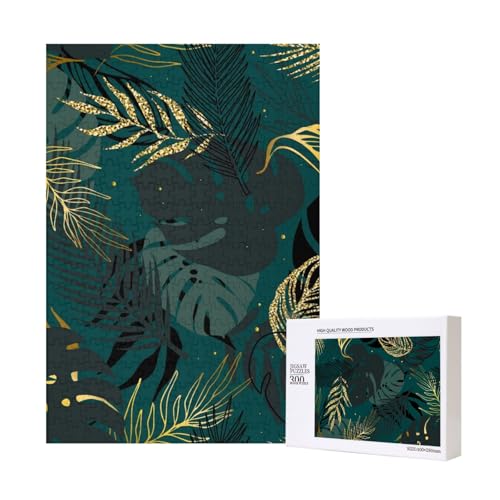 300 Teile Puzzle Holzpuzzle Spielzeug Familienspiel für Erwachsene Jugendliche,Gold Grün Schwarz Blätter 300 Teile Puzzle Holzpuzzle Spielzeug Familienspiel für Erwachsene Jugendliche,Gold Grün Schwarz Blätter von Hdhfjks