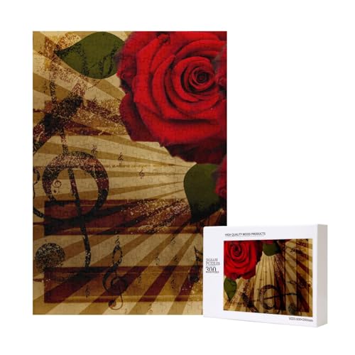 300 Teile Puzzle Holzpuzzle Spielzeug Familienspiel für Erwachsene Jugendliche,Grunge Rose Vintage Musik 300 Teile Puzzle Holzpuzzle Spielzeug Familienspiel für Erwachsene Jugendliche,Grunge Rose Vintage Musik von Hdhfjks