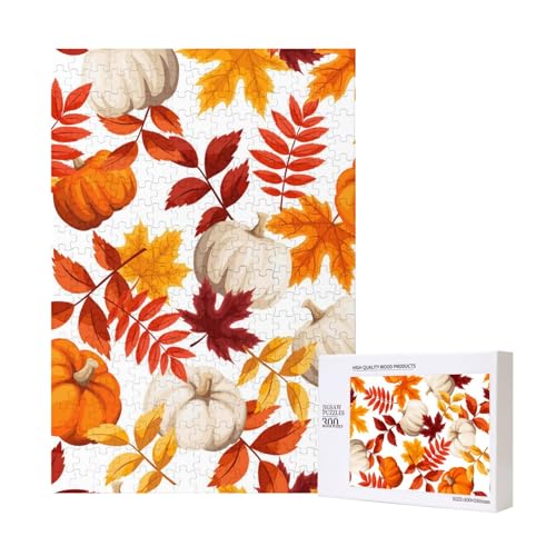 300 Teile Puzzle Holzpuzzle Spielzeug Familienspiel für Erwachsene Jugendliche,Herbstkürbis von Hdhfjks