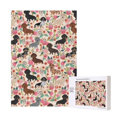 300 Teile Puzzle Holzpuzzle Spielzeug Familienspiel für Erwachsene Jugendliche,Hundeblume von Hdhfjks