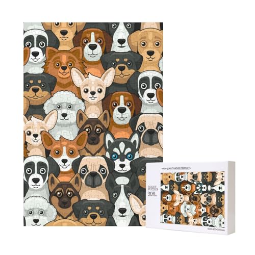 300 Teile Puzzle Holzpuzzle Spielzeug Familienspiel für Erwachsene Jugendliche,Hundedruck im Cartoon-Stil 300 Teile Puzzle Holzpuzzle Spielzeug Familienspiel für Erwachsene Jugendliche,Hundedruck im Cartoon-Stil von Hdhfjks