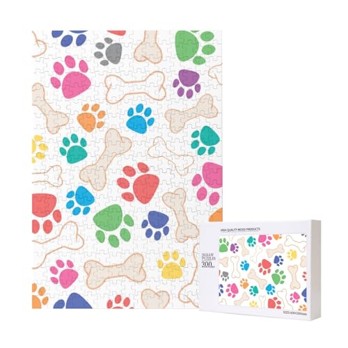 300 Teile Puzzle Holzpuzzle Spielzeug Familienspiel für Erwachsene Jugendliche,Hundepfote und Knochen von Hdhfjks