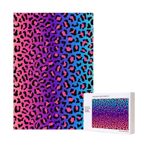 300 Teile Puzzle Holzpuzzle Spielzeug Familienspiel für Erwachsene Jugendliche,Neon Farbverlauf Leopardenmuster 300 Teile Puzzle Holzpuzzle Spielzeug Familienspiel für Erwachsene Jugendliche,Neon Farbverlauf Leopardenmuster von Hdhfjks