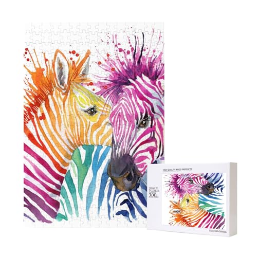 300 Teile Puzzle Holzpuzzle Spielzeug Familienspiel für Erwachsene Jugendliche,Regenbogenzebra 300 Teile Puzzle Holzpuzzle Spielzeug Familienspiel für Erwachsene Jugendliche,Regenbogenzebra von Hdhfjks