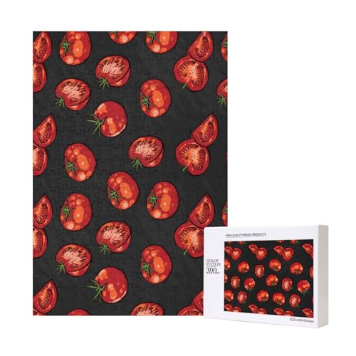 300 Teile Puzzle Holzpuzzle Spielzeug Familienspiel für Erwachsene Jugendliche,Rote Tomate im schwarzen Muster 300 Teile Puzzle Holzpuzzle Spielzeug Familienspiel für Erwachsene Jugendliche,Rote Tomate im schwarzen Muster von Hdhfjks