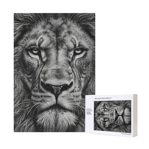 300 Teile Puzzle Holzpuzzle Spielzeug Familienspiel für Erwachsene Jugendliche,Schwarz-Weiß-Löwenkopf-Druck 300 Teile Puzzle Holzpuzzle Spielzeug Familienspiel für Erwachsene Jugendliche,Schwarz-Weiß-Löwenkopf-Druck von Hdhfjks