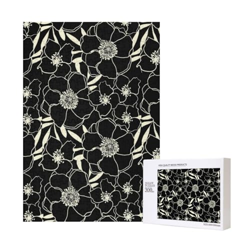 300 Teile Puzzle Holzpuzzle Spielzeug Familienspiel für Erwachsene Jugendliche,Schwarze und weiße Blumen 300 Teile Puzzle Holzpuzzle Spielzeug Familienspiel für Erwachsene Jugendliche,Schwarze und weiße Blumen von Hdhfjks